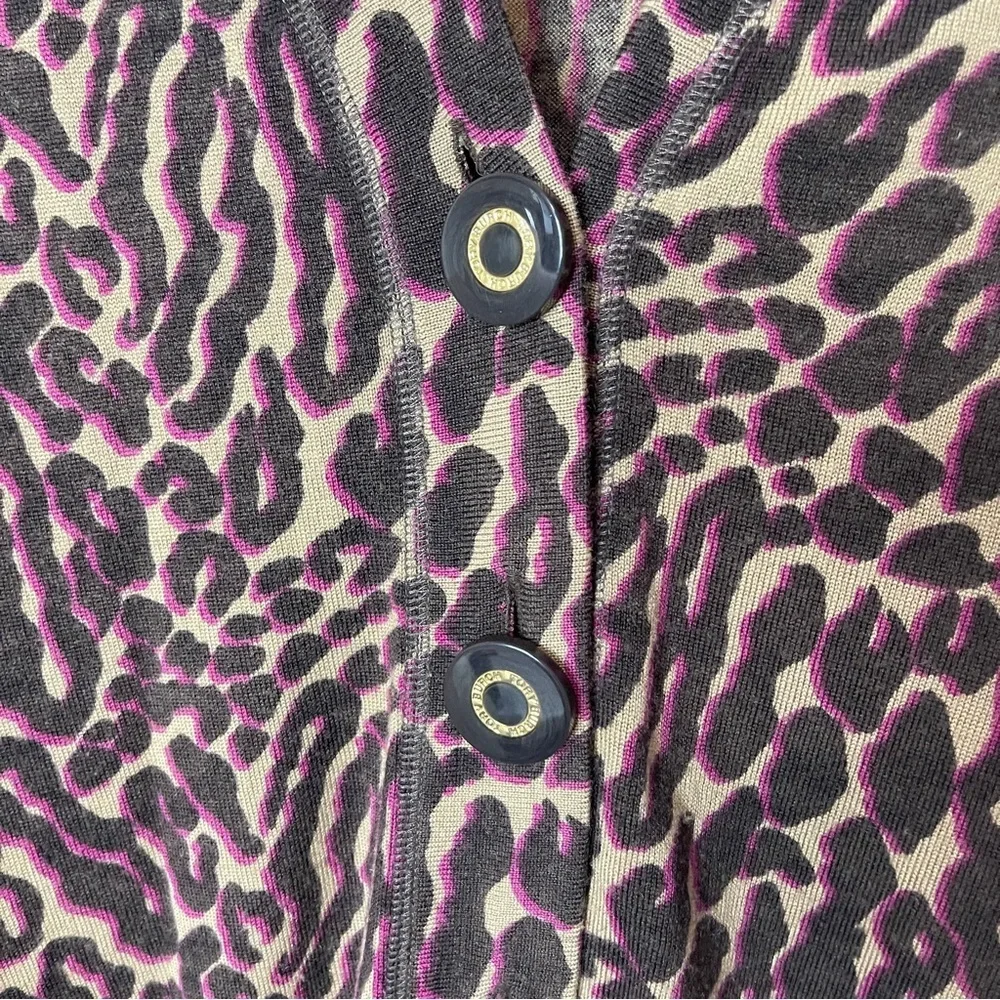 TORY BURCH Lightweight Merino Wool Leopard Print Button-Up Cardigan, Small‎
